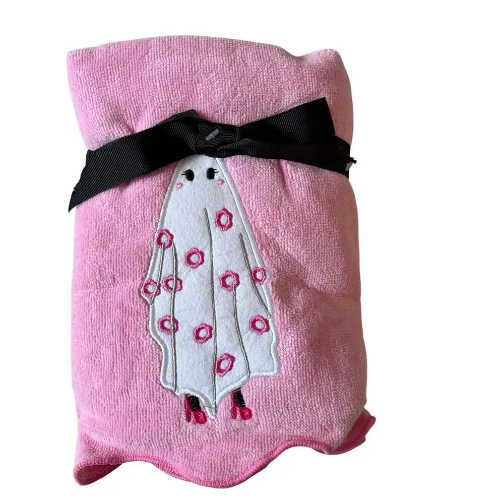 NEW Kassafina Pink Ghost Hand Towels 2 Pk Coquette Pink Heels Halloween Floral